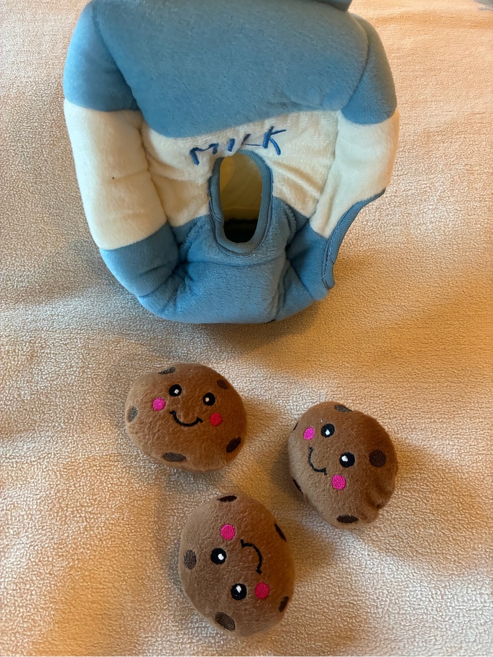 Kids Plush Cookie Toy Set with Blue Plush Carrier